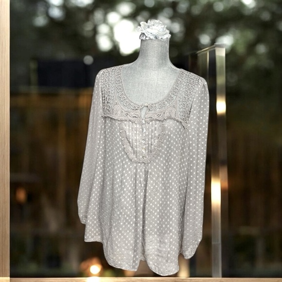 Daniel Rainn Gray Lace Front Long Balloon Sleeve Tunic
Blouse With Tank Size L - Picture 1 of 11